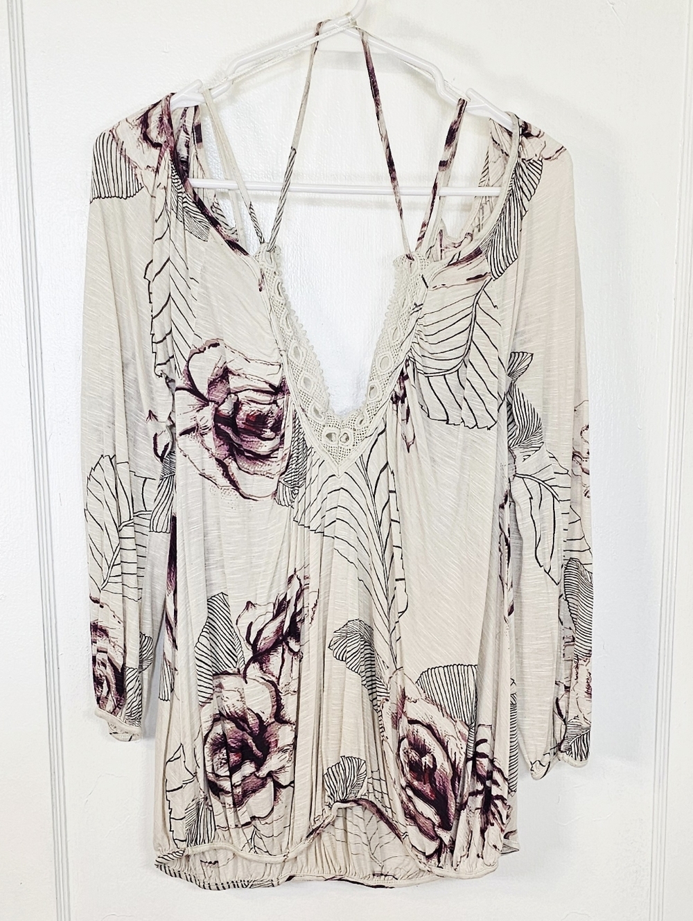 Free People Rose Deep V-Neck Top